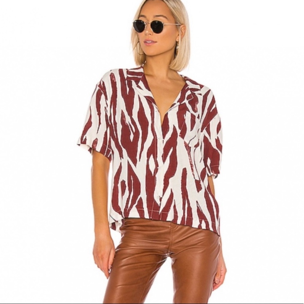 ANINE BING Benji Zebra Button Up Shirt